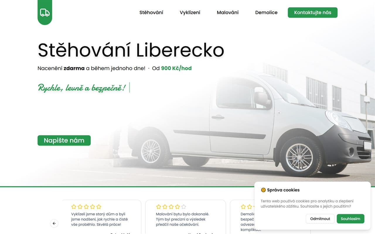 Náhled webu stehovaniliberecko.cz